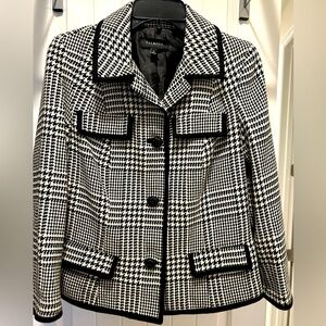 Talbots  Black and White Houndstooth 4 Button Blazer/Jacket Size 8